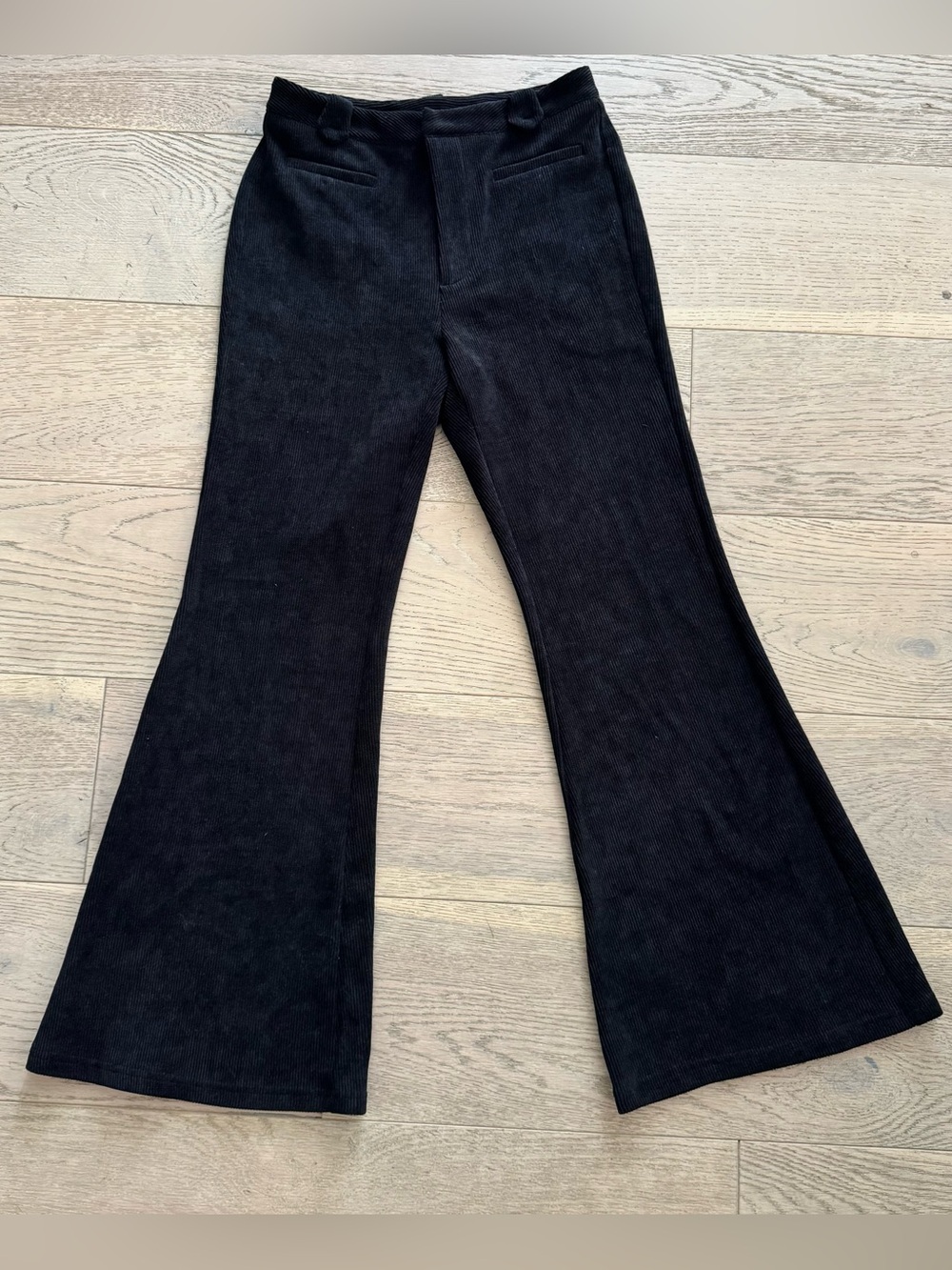 CIDER - Black Flared Corduroy Stretch Pants - women's SMALL